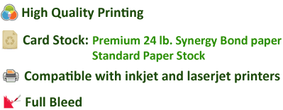 High Quality Printing Card Stock Premium 24 lb Synergy Bond Paper Standard Paper Stock Compatible with inkjet and laserjet printers Full Bleed